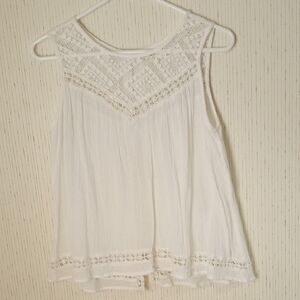 Elegant White Lace Trim Sleeveless Top, Beachy, Festival, Vacation, Cruise